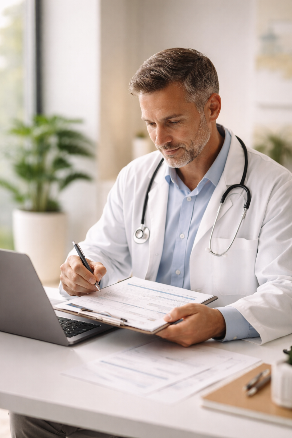 Healthcare provider reviewing patient data